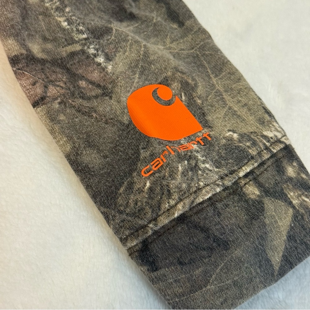 Carhartt Orange and Camo Layered Baby Bodysuit Onesie with Hunting Dog Graphic - Picture 3 of 6